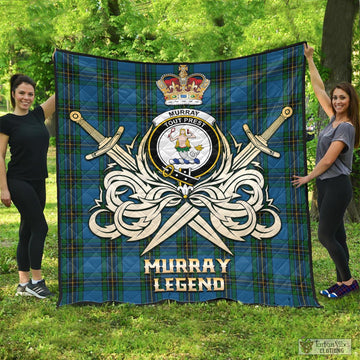 Murray of Elibank Tartan Quilt with Clan Crest and the Golden Sword of Courageous Legacy