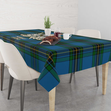 Murray of Elibank Tartan Tablecloth with Clan Crest and the Golden Sword of Courageous Legacy