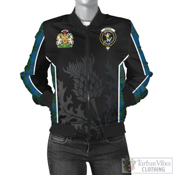 Murray of Elibank Tartan Bomber Jacket with Family Crest and Scottish Thistle Vibes Sport Style