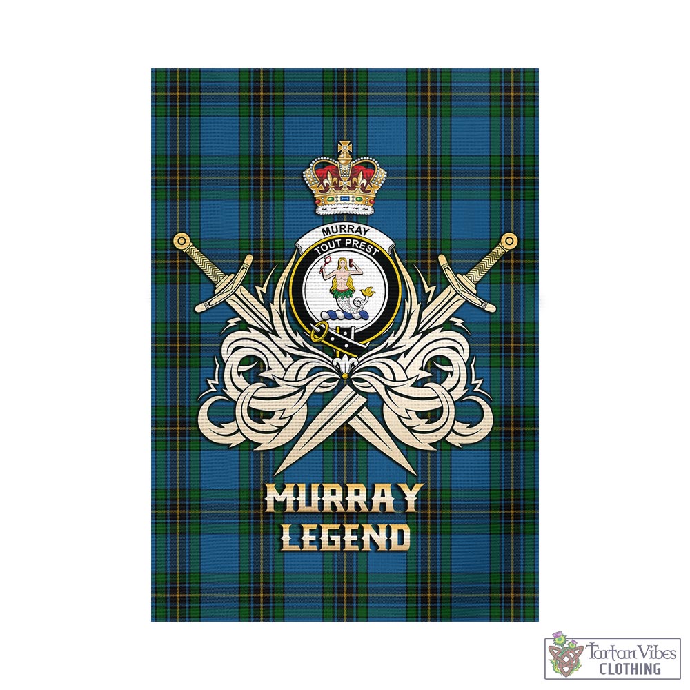 Tartan Vibes Clothing Murray of Elibank Tartan Flag with Clan Crest and the Golden Sword of Courageous Legacy