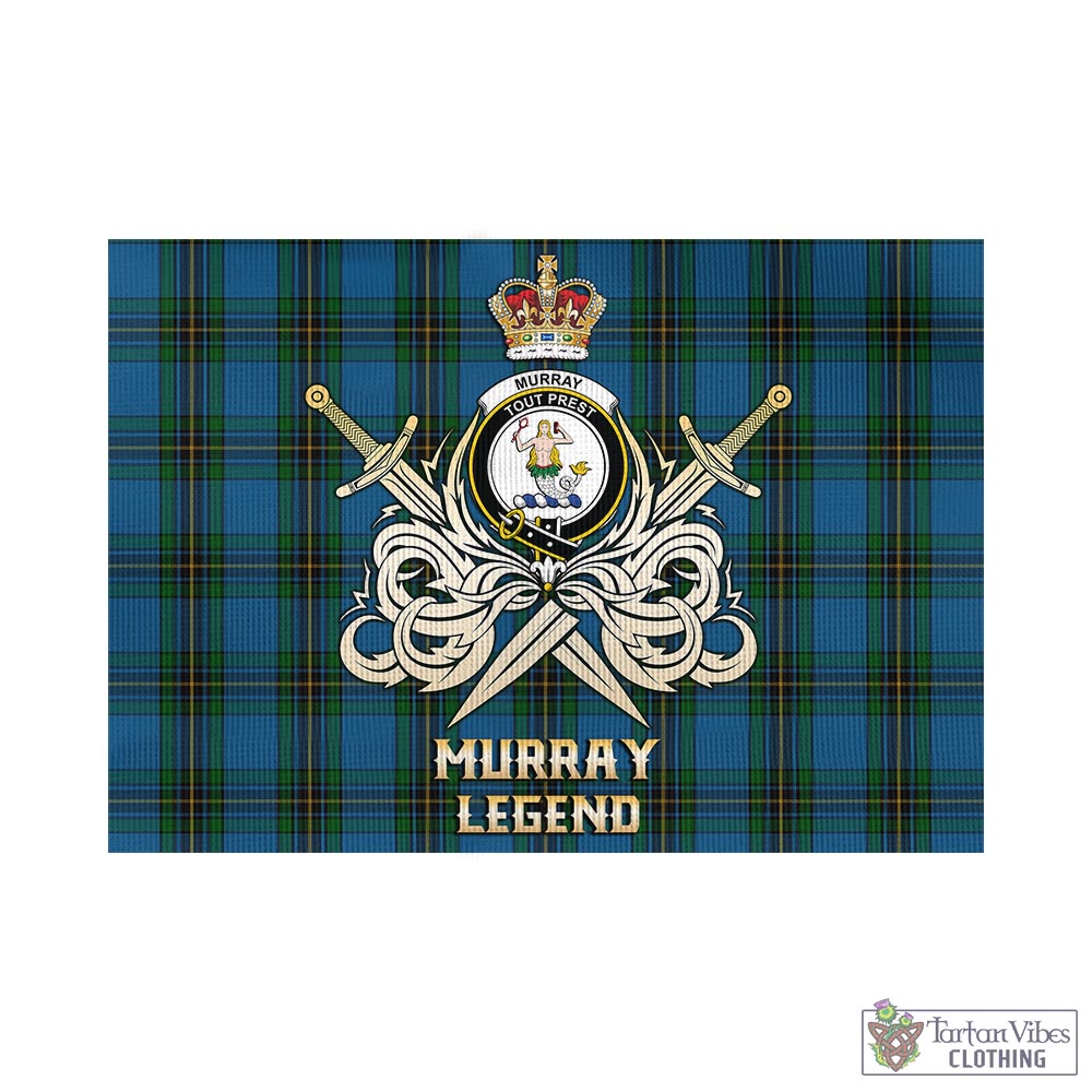 Tartan Vibes Clothing Murray of Elibank Tartan Flag with Clan Crest and the Golden Sword of Courageous Legacy