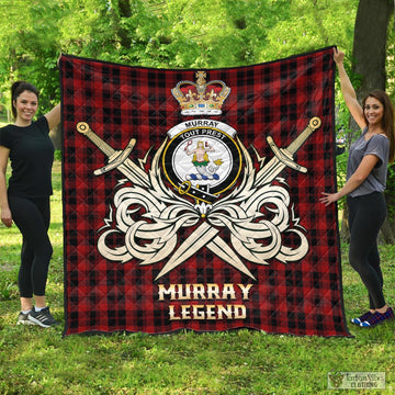 Murray of Ochtertyre Tartan Quilt with Clan Crest and the Golden Sword of Courageous Legacy