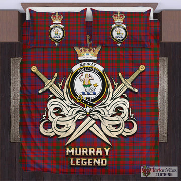 Murray of Tullibardine Tartan Bedding Set with Clan Crest and the Golden Sword of Courageous Legacy