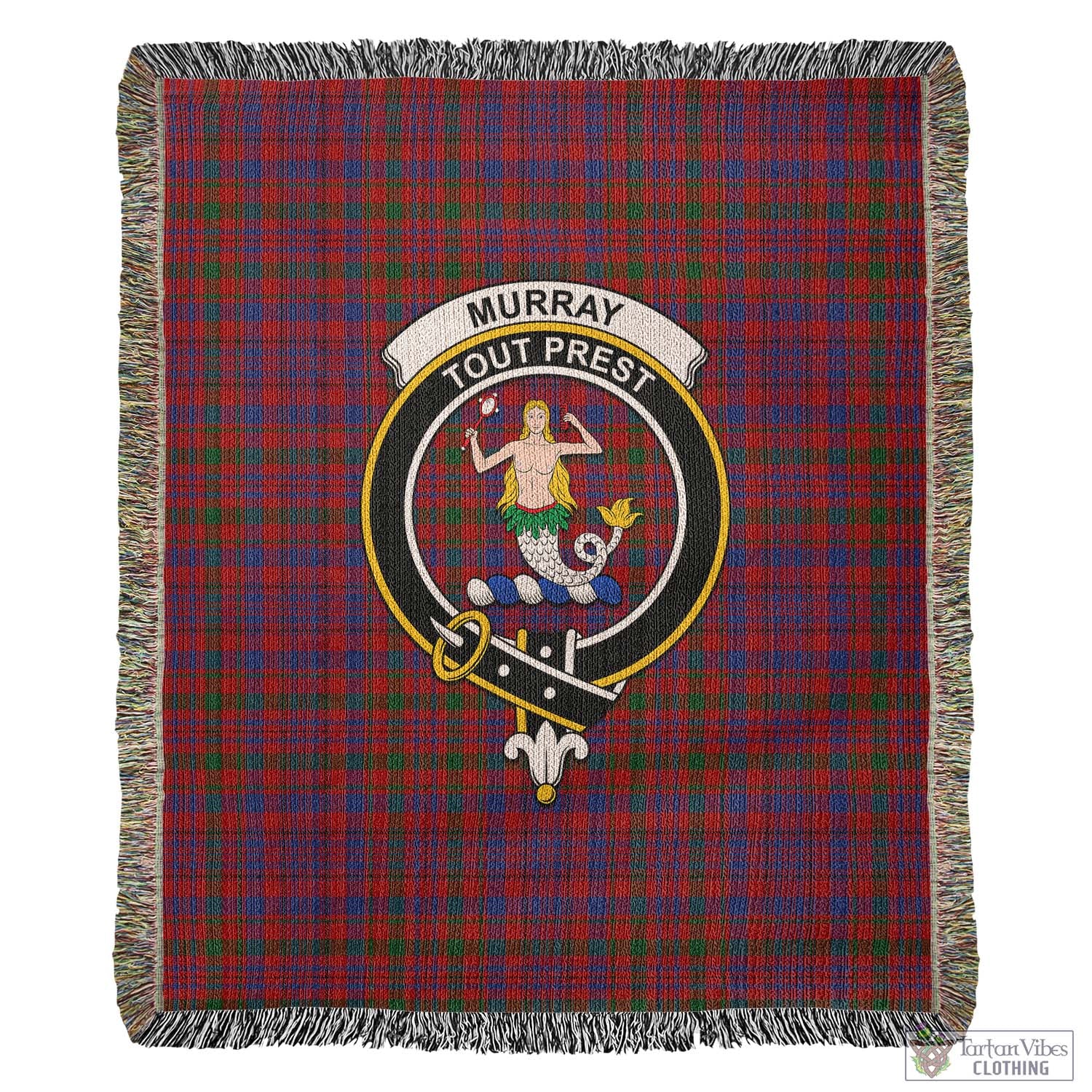 Tartan Vibes Clothing Murray of Tullibardine Tartan Woven Blanket with Family Crest
