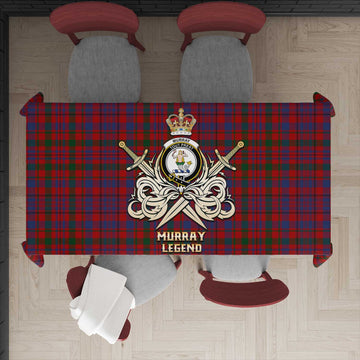 Murray of Tullibardine Tartan Tablecloth with Clan Crest and the Golden Sword of Courageous Legacy