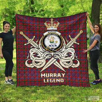 Murray of Tullibardine Tartan Quilt with Clan Crest and the Golden Sword of Courageous Legacy
