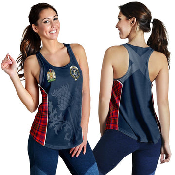 Murray of Tulloch Modern Tartan Women's Racerback Tanks with Family Crest and Scottish Thistle Vibes Sport Style