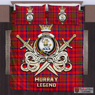 Murray of Tulloch Modern Tartan Bedding Set with Clan Crest and the Golden Sword of Courageous Legacy