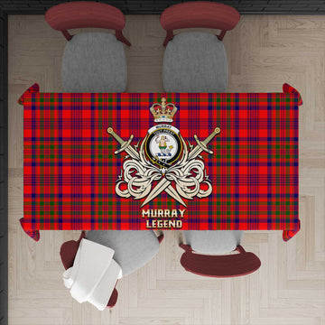 Murray of Tulloch Modern Tartan Tablecloth with Clan Crest and the Golden Sword of Courageous Legacy