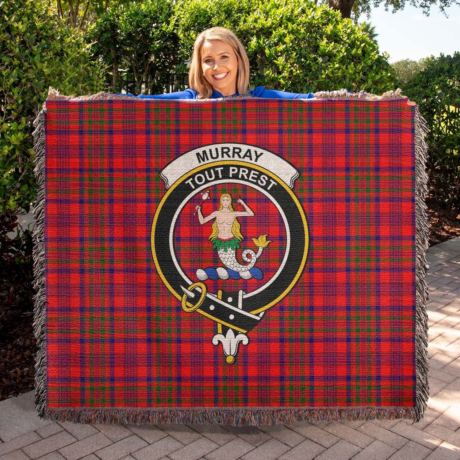 Tartan Vibes Clothing Murray of Tulloch Modern Tartan Woven Blanket with Family Crest