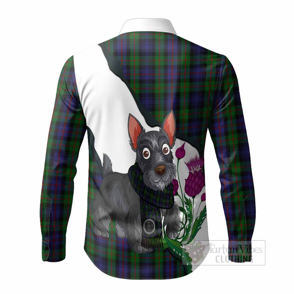 Murray Scottish Terrier Tartan Crest Long Sleeve Button Shirts Thistle Heritage Art