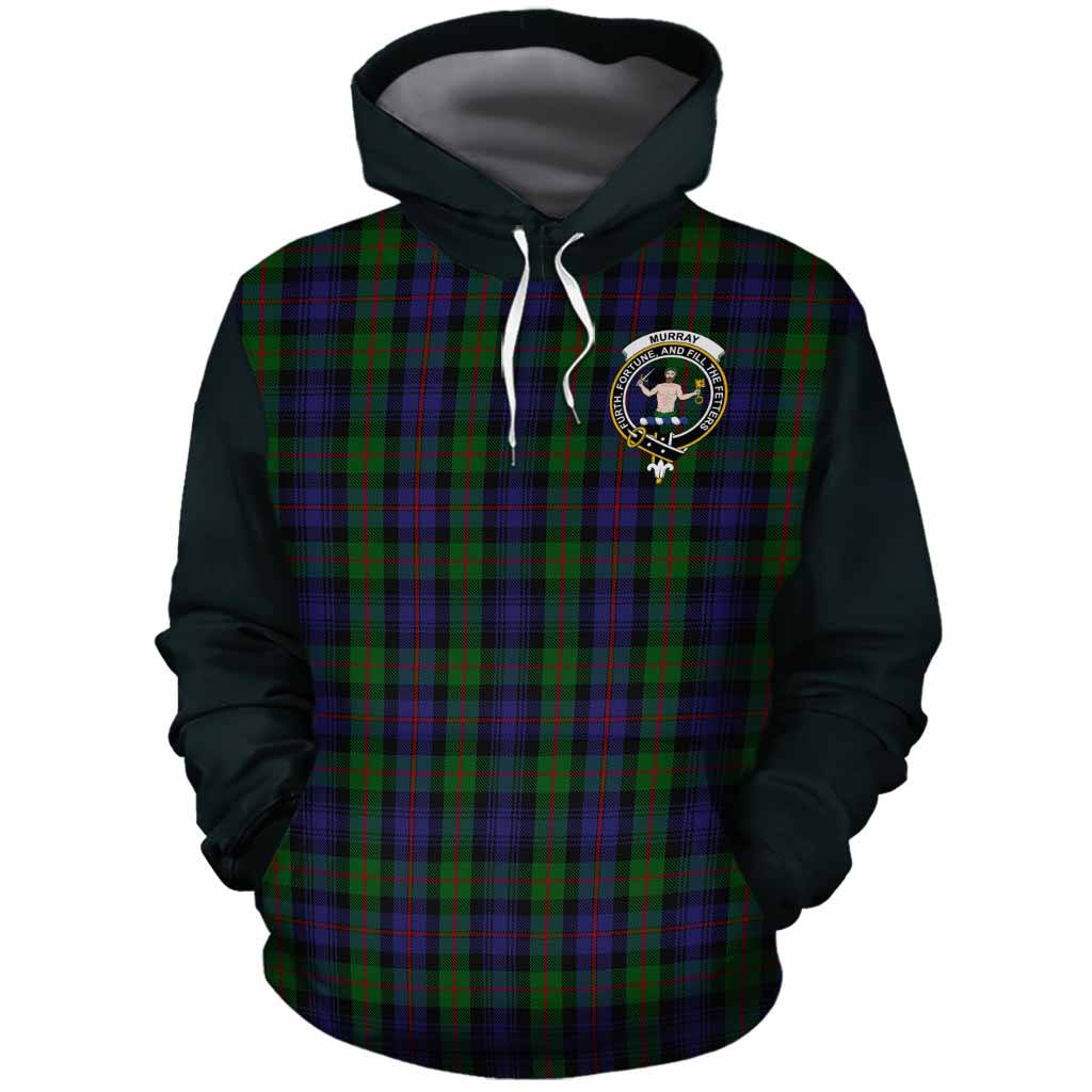Murray Tartan Accent Cotton Hoodie with Family Crest