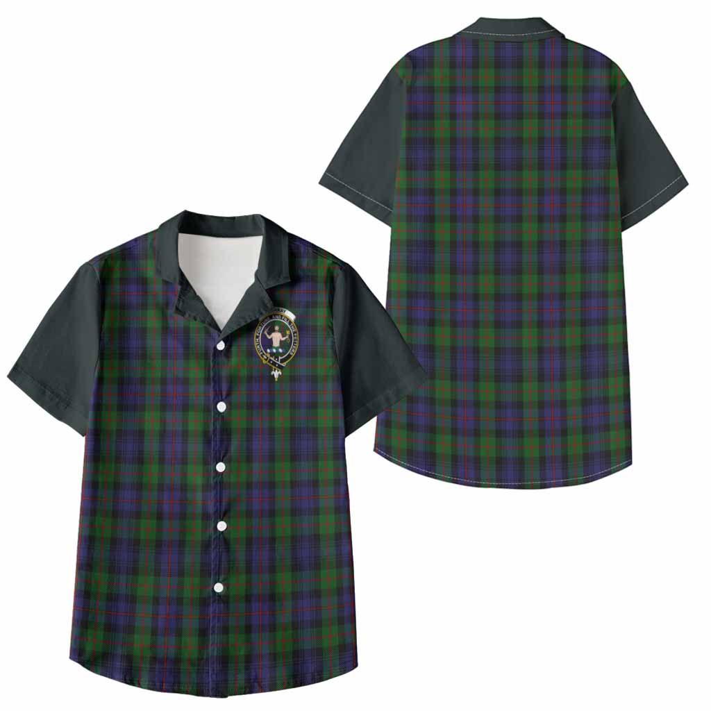 Murray Tartan Accent Kid Hawaiian Shirt with Family Crest