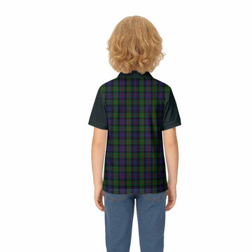 Murray Tartan Accent Kid Polo Shirt with Family Crest