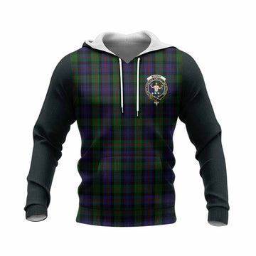 Murray Tartan Accent Knitted Hoodie with Family Crest