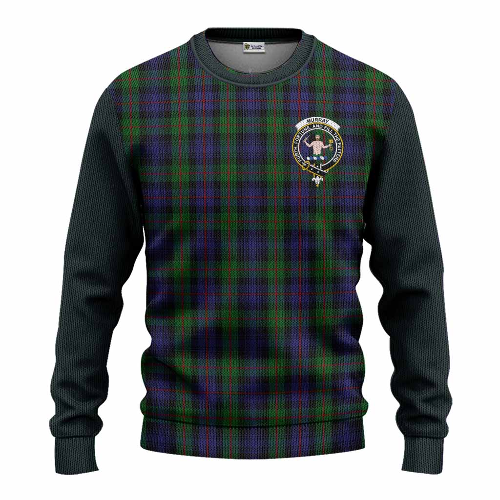 Murray Tartan Accent Knitted Sweater with Family Crest
