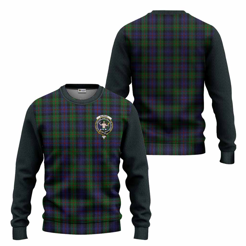 Murray Tartan Accent Knitted Sweater with Family Crest