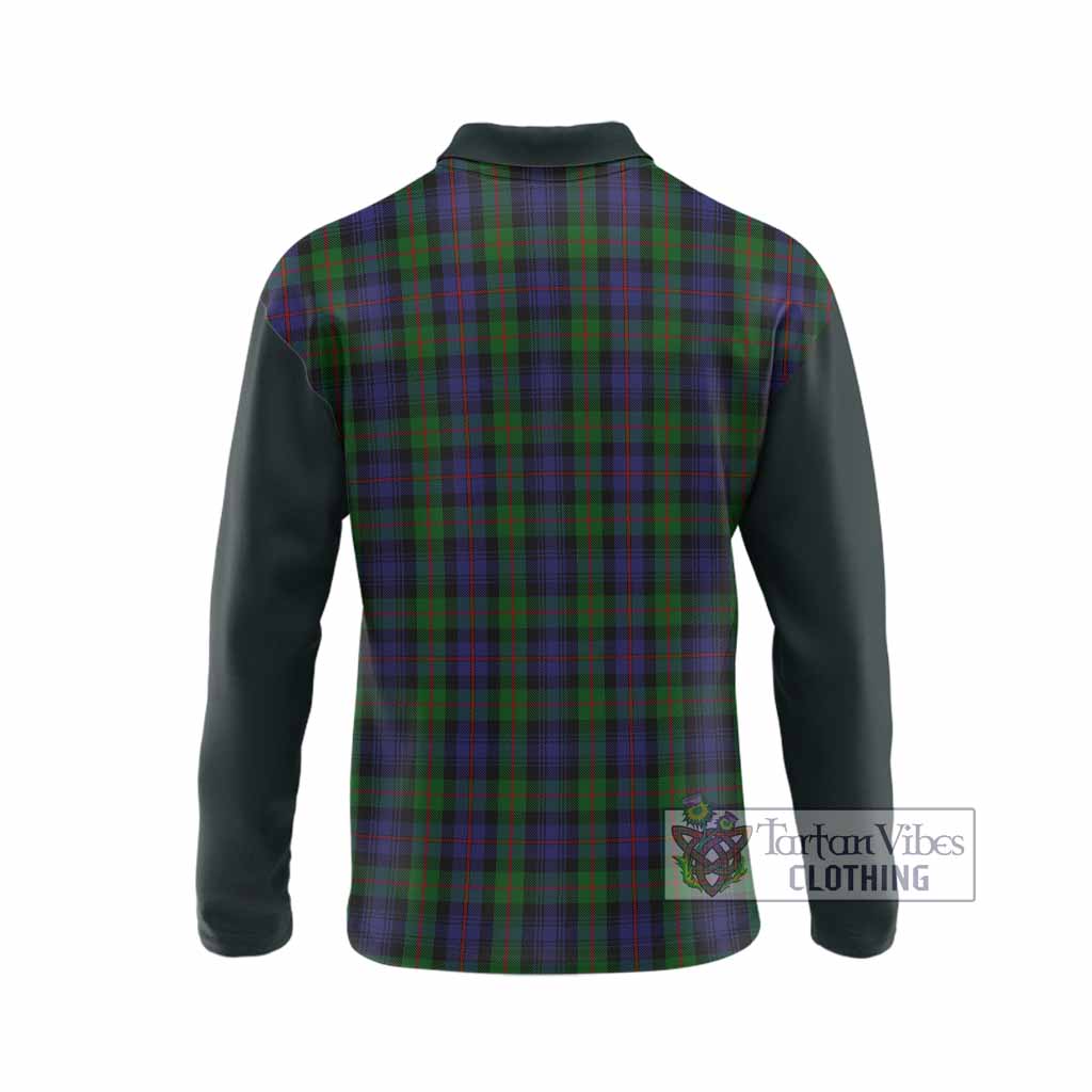 Murray Tartan Accent Long Sleeve Polo Shirt with Family Crest