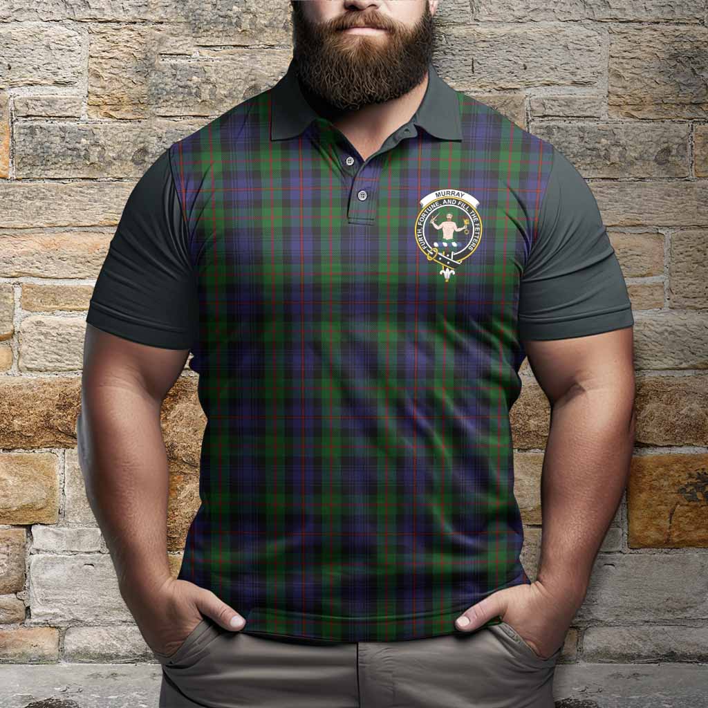 Murray Tartan Accent Polo Shirt with Family Crest