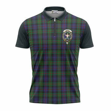 Murray Tartan Accent Zipper Polo Shirt with Family Crest