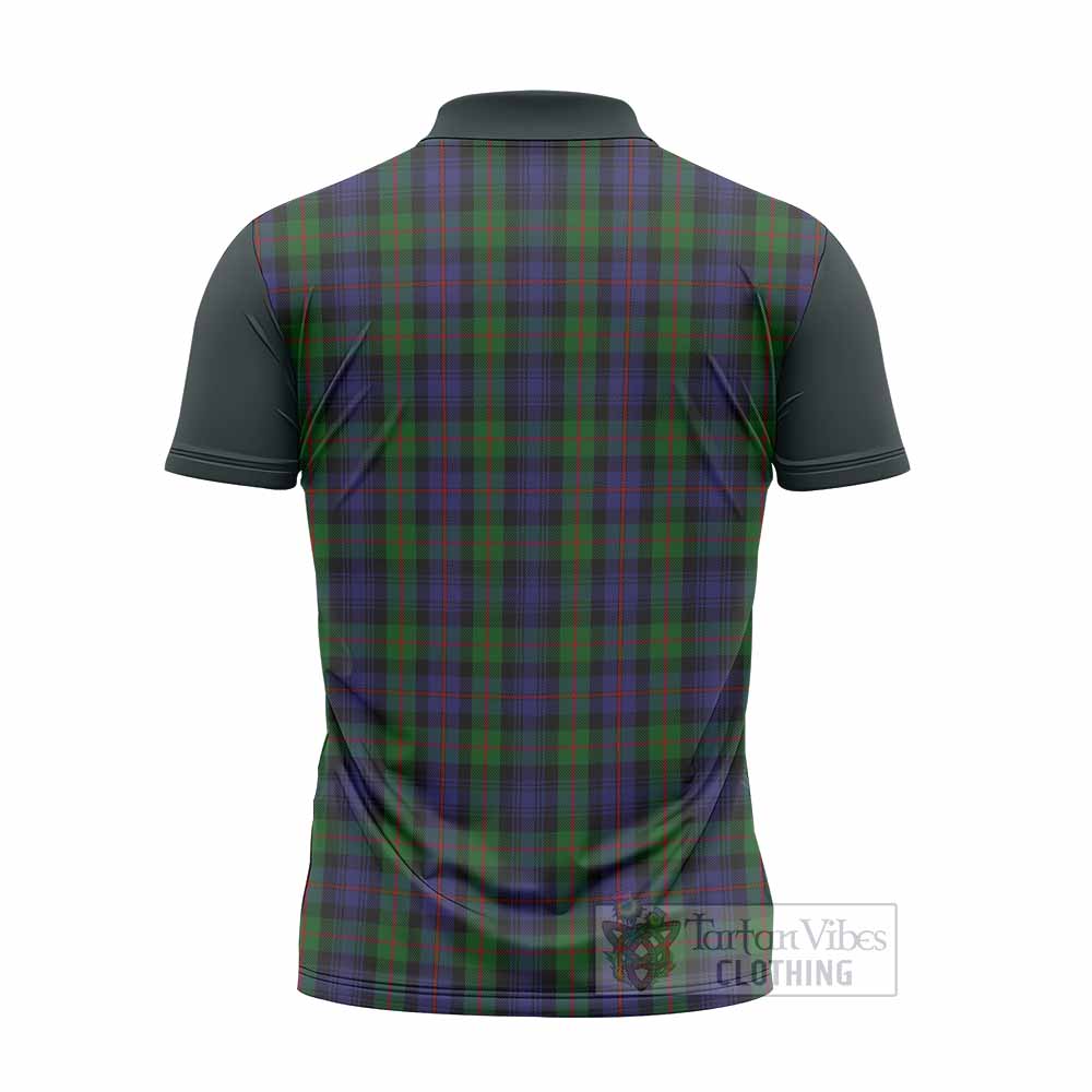 Murray Tartan Accent Zipper Polo Shirt with Family Crest