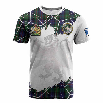 Murray Tartan Cotton T-shirt with Family Crest and Lion Rampant Grunge Style