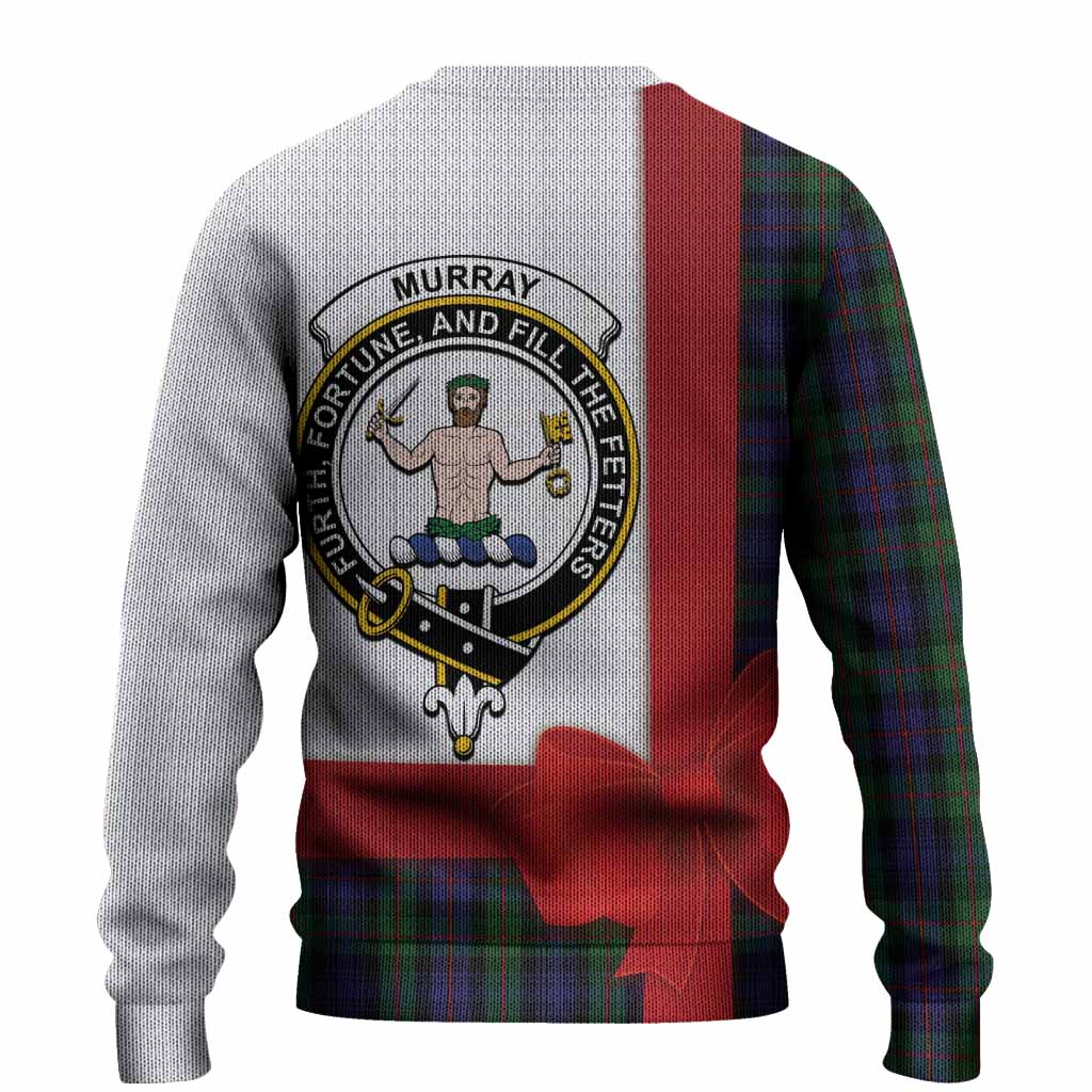 Murray Tartan Crest Christmas Christmas Ugly Sweater Highland Cow Bagpipes Coquette Bow Style