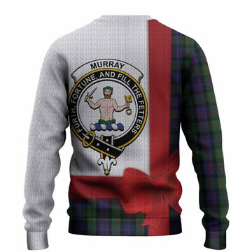 Murray Tartan Crest Christmas Christmas Ugly Sweater Highland Cow Bagpipes Coquette Bow Style