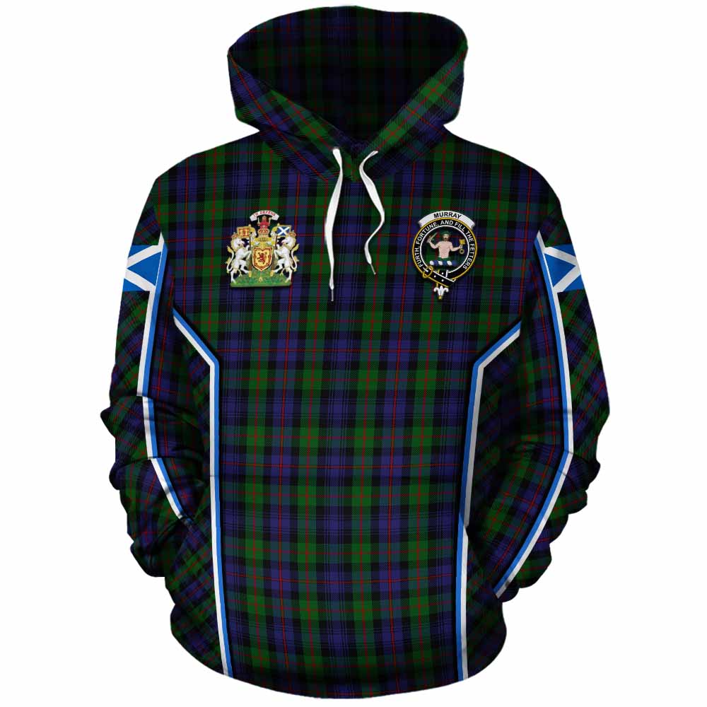 Murray Tartan Crest Cotton Hoodie Scotland Coat of Arm Flag Style - Tartan Vibes Clothing