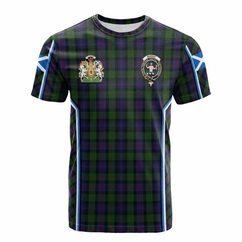 Murray Tartan Crest Cotton T-shirt Scotland Coat of Arm Flag Style - Tartan Vibes Clothing