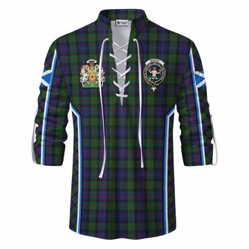 Murray Tartan Crest Ghillie Kilt Shirt Scotland Coat of Arm Flag Style