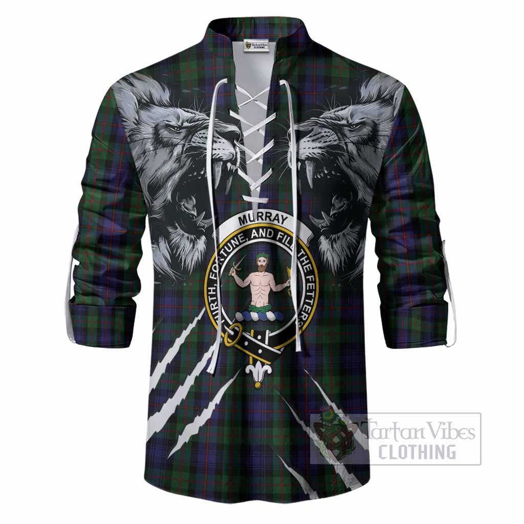 Murray Tartan Crest Ghillie Shirt Ferocious Lion Style