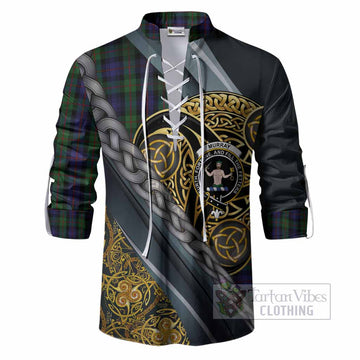 Murray Tartan Crest Ghillie Shirt Scottish Triskele Celtic