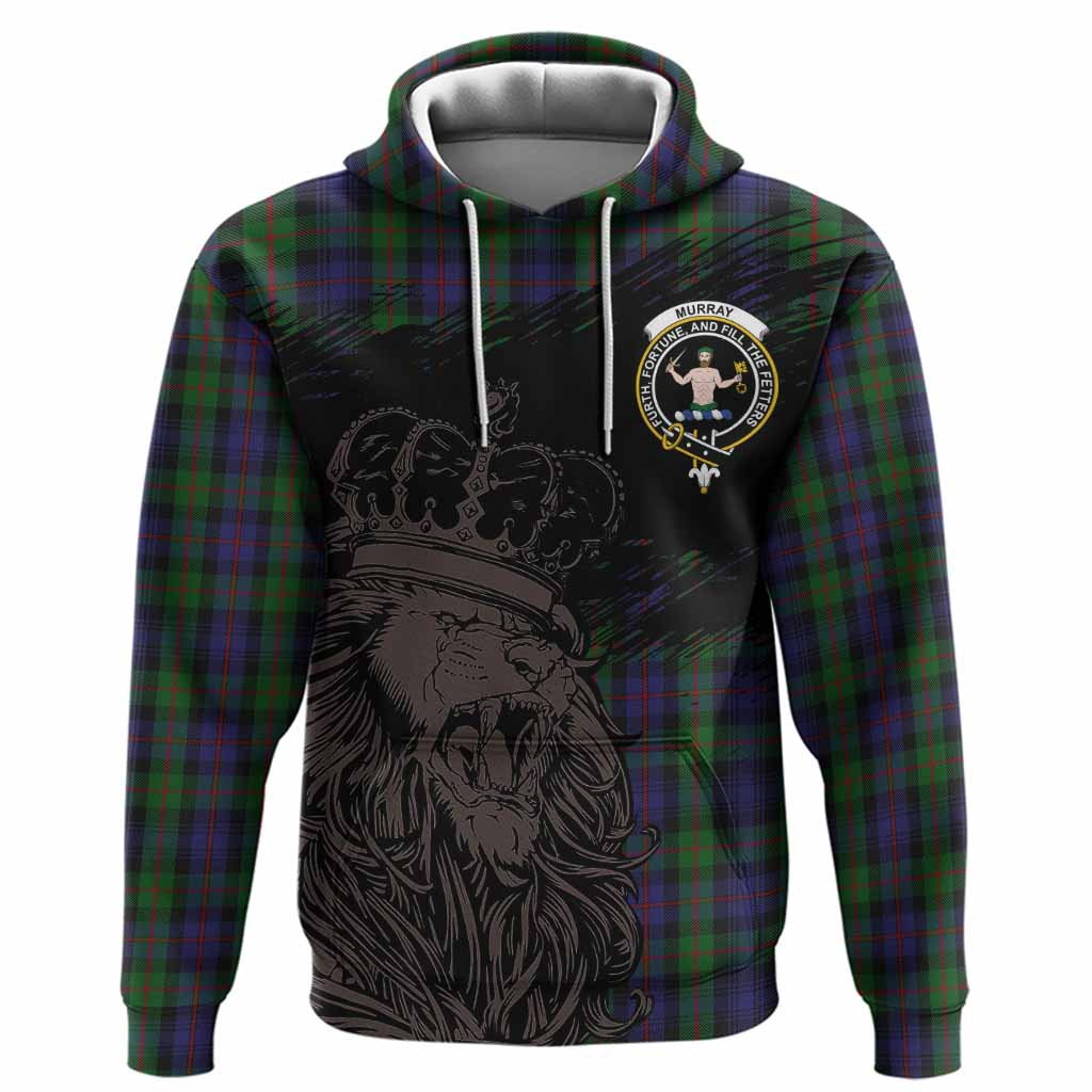 Murray Tartan Crest Hoodie Crowned Lion Heritage Style