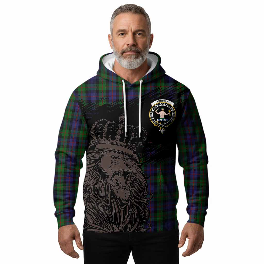 Murray Tartan Crest Hoodie Crowned Lion Heritage Style