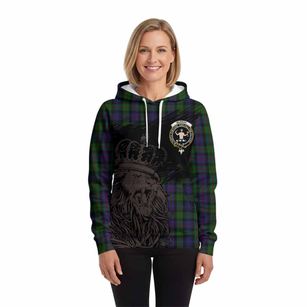 Murray Tartan Crest Hoodie Crowned Lion Heritage Style