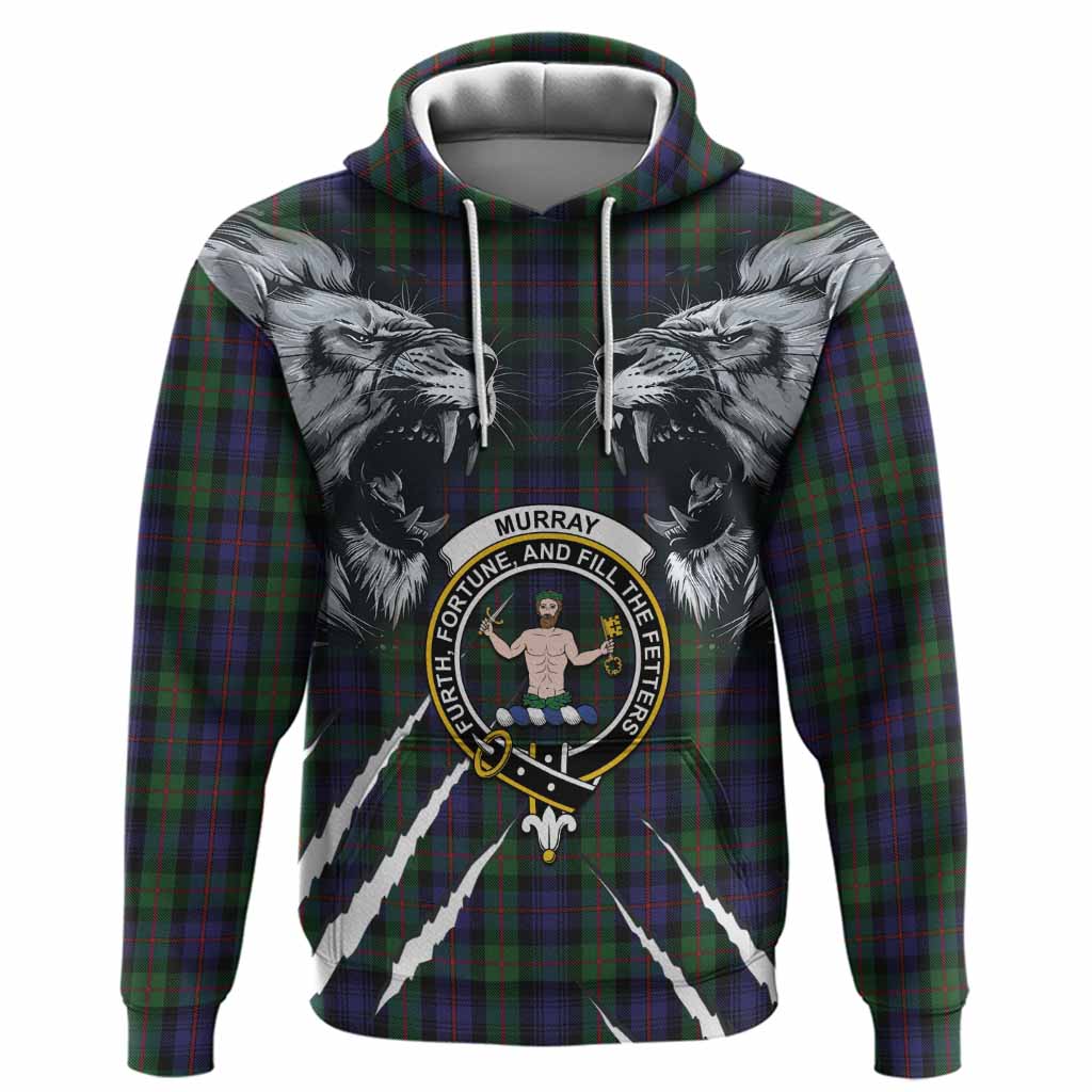 Murray Tartan Crest Hoodie Ferocious Lion Style