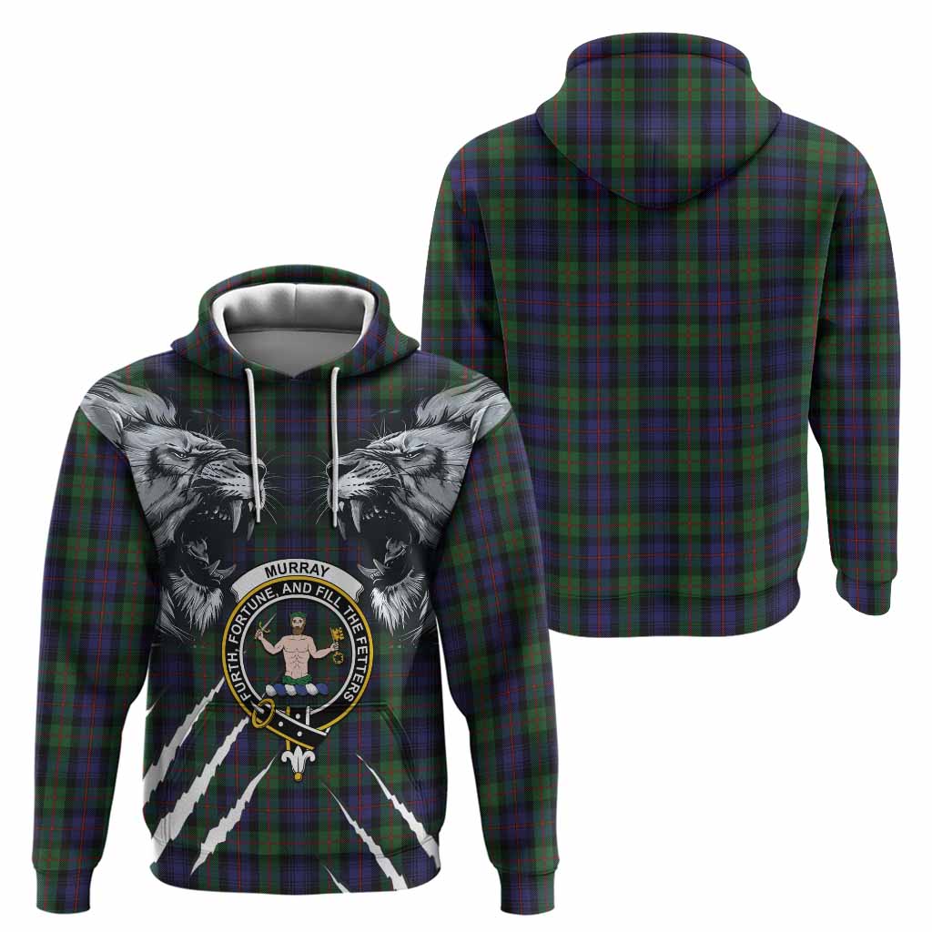 Murray Tartan Crest Hoodie Ferocious Lion Style