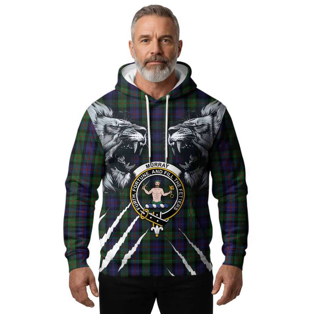 Murray Tartan Crest Hoodie Ferocious Lion Style