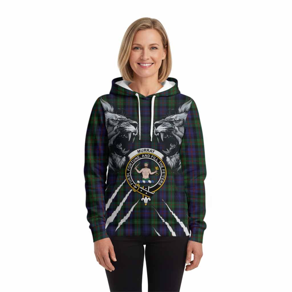 Murray Tartan Crest Hoodie Ferocious Lion Style