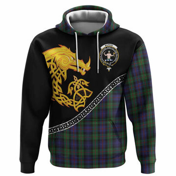 Murray Tartan Crest Hoodie Legendary Dragon Knot Half Style