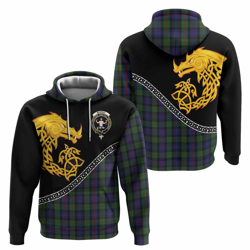 Murray Tartan Crest Hoodie Legendary Dragon Knot Half Style