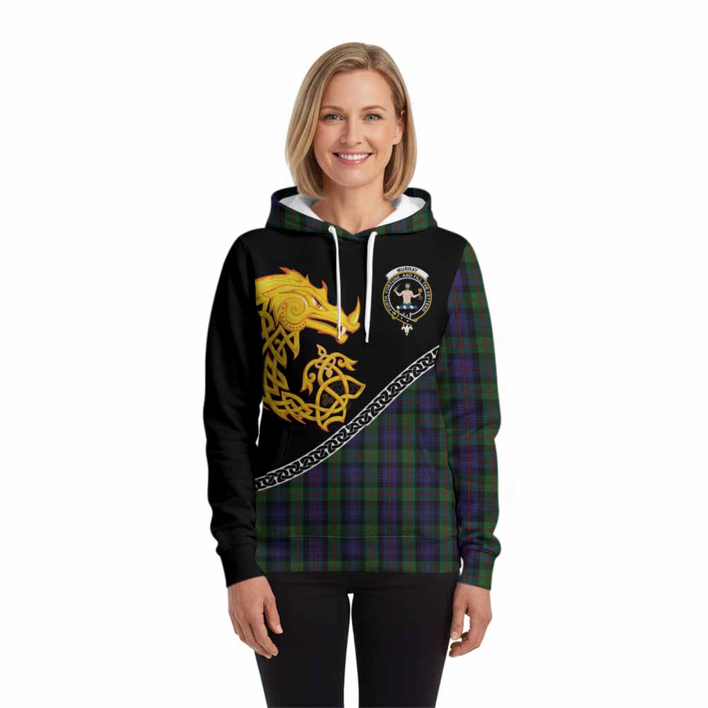 Murray Tartan Crest Hoodie Legendary Dragon Knot Half Style