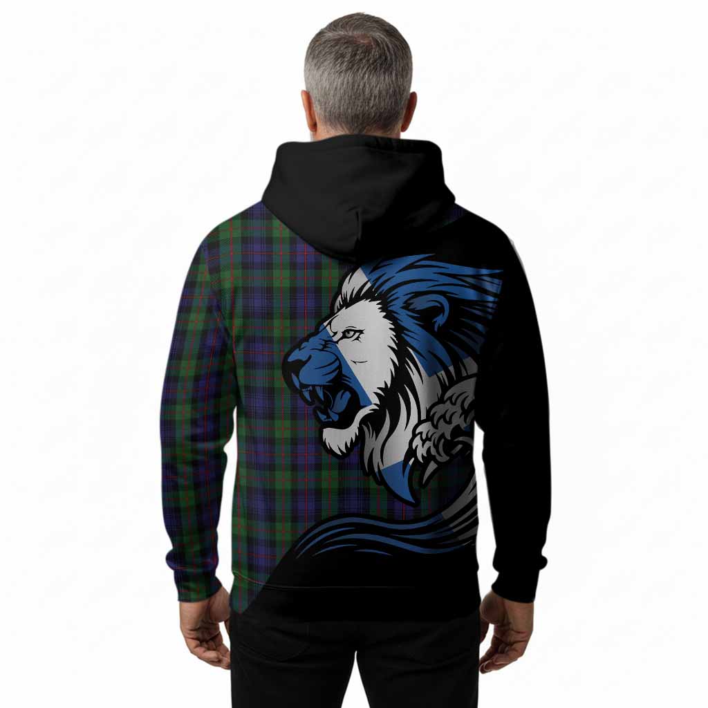 Murray Tartan Crest Hoodie Scottish Golden Lions Wave Flow