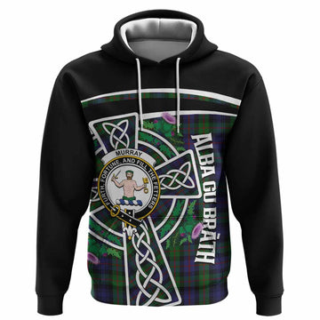 Murray Tartan Crest Hoodie Scottish Thistle Celtic Cross Alba Gu Brath