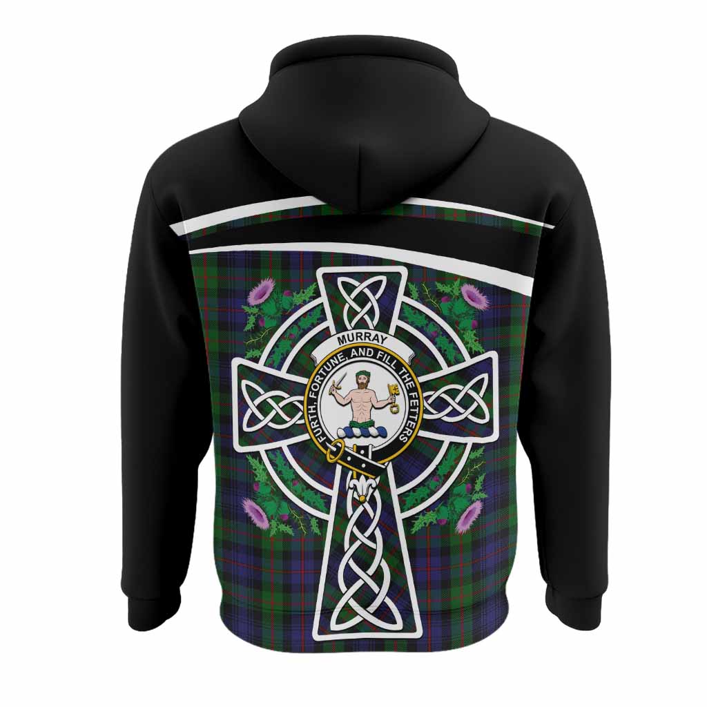 Murray Tartan Crest Hoodie Scottish Thistle Celtic Cross Alba Gu Brath