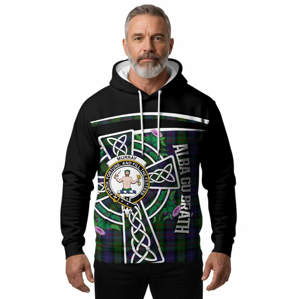 Murray Tartan Crest Hoodie Scottish Thistle Celtic Cross Alba Gu Brath