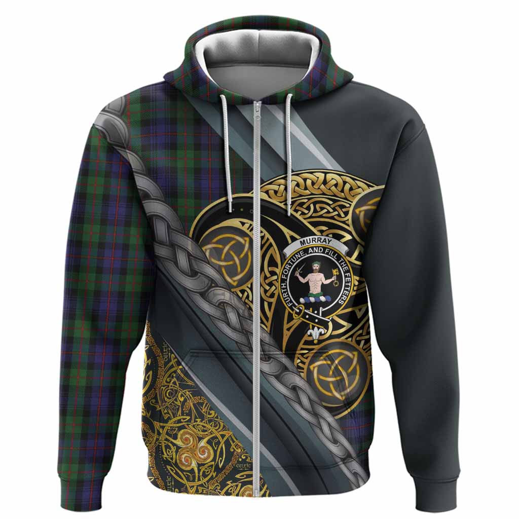 Murray Tartan Crest Hoodie Scottish Triskele Celtic