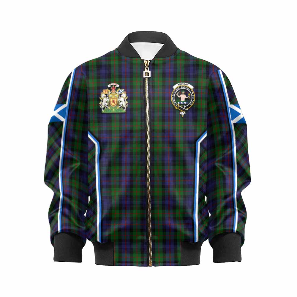 Murray Tartan Crest Kid Bomber Jacket Scotland Coat of Arm Flag Style - Tartan Vibes Clothing