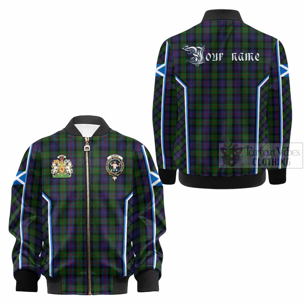 Murray Tartan Crest Kid Bomber Jacket Scotland Coat of Arm Flag Style - Tartan Vibes Clothing